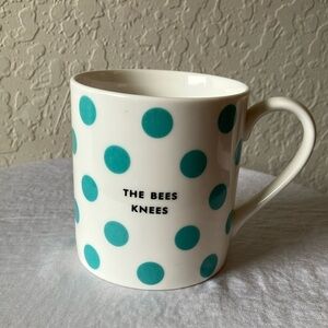 Kate Spade Lenox: White/Teal “The Bees Knees” Polka Dot Mug